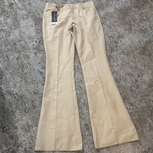 Gucci wide leg pleated women's trousers beige pants size 44 US 8-10 NWT